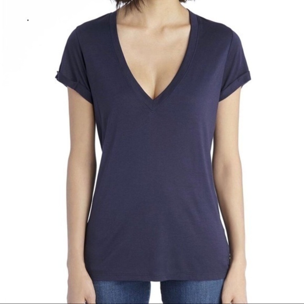 Style Saint Beechwood Deep V-Neck Tee - Navy - XS